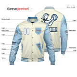 Custom White Lion Blue Letterman Varsity Jacket Personalized Embroidery Printing