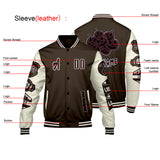 Custom Brown White Letterman Varsity Jacket Personalized Embroidery Printing