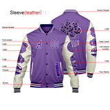 Custom Purple White Letterman Varsity Jacket Personalized Embroidery Printing