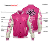 Custom Pink White Letterman Varsity Jacket Personalized Embroidery Printing
