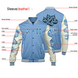 Custom Blue White Letterman Varsity Jacket Personalized Embroidery Printing