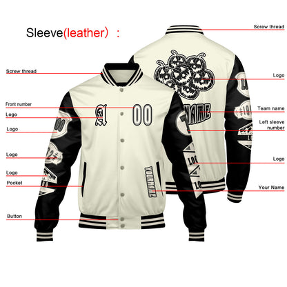Custom White Black Letterman Varsity Jacket Personalized Embroidery Printing