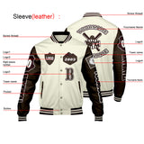 Custom White Brown Letterman Varsity Jacket Personalized Embroidery Printing