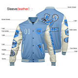 Custom Blue White Letterman Varsity Jacket Personalized Embroidery Printing