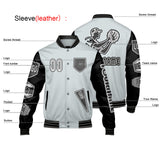 Custom Gray Black Letterman Varsity Jacket Personalized Embroidery Printing