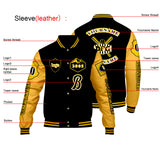 Custom Black Yellow Letterman Varsity Jacket Personalized Embroidery Printing