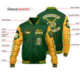 Custom Green Yellow Letterman Varsity Jacket Personalized Embroidery Printing