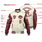Custom White Maroon Letterman Varsity Jacket Personalized Embroidery Printing
