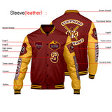 Custom Red Yellow Letterman Varsity Jacket Personalized Embroidery Printing