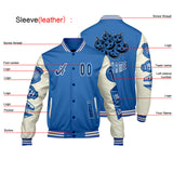 Custom Blue White Letterman Varsity Jacket Personalized Embroidery Printing