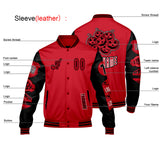 Custom Red Black Letterman Varsity Jacket Personalized Embroidery Printing