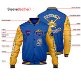 Custom Blue Yellow Letterman Varsity Jacket Personalized Embroidery Printing