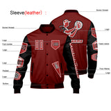 Custom Red Black Letterman Varsity Jacket Personalized Embroidery Printing