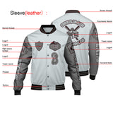 Custom Gray Letterman Varsity Jacket Personalized Embroidery Printing