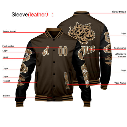 Custom Brown Black Letterman Varsity Jacket Personalized Embroidery Printing