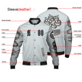 Custom Gray Letterman Varsity Jacket Personalized Embroidery Printing