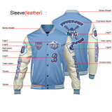 Custom Blue White Letterman Varsity Jacket Personalized Embroidery Printing