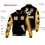 Custom Black Yellow Letterman Varsity Jacket Personalized Embroidery Printing