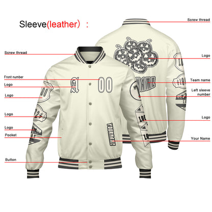 Custom White Letterman Varsity Jacket Personalized Embroidery Printing