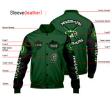 Custom Green Black Letterman Varsity Jacket Personalized Embroidery Printing