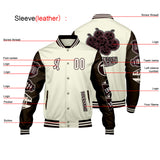 Custom White Brown Letterman Varsity Jacket Personalized Embroidery Printing