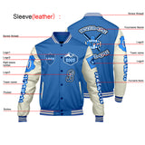 Custom Blue White Letterman Varsity Jacket Personalized Embroidery Printing