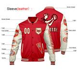 Custom Red Beige Letterman Varsity Jacket Personalized Embroidery Printing