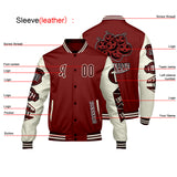 Custom Burgundy White Letterman Varsity Jacket Personalized Embroidery Printing