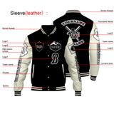 Custom Black White Letterman Varsity Jacket Personalized Embroidery Printing