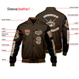 Custom Brown Black Letterman Varsity Jacket Personalized Embroidery Printing