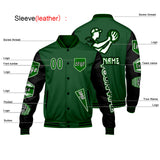 Custom Green Black Letterman Varsity Jacket Personalized Embroidery Printing