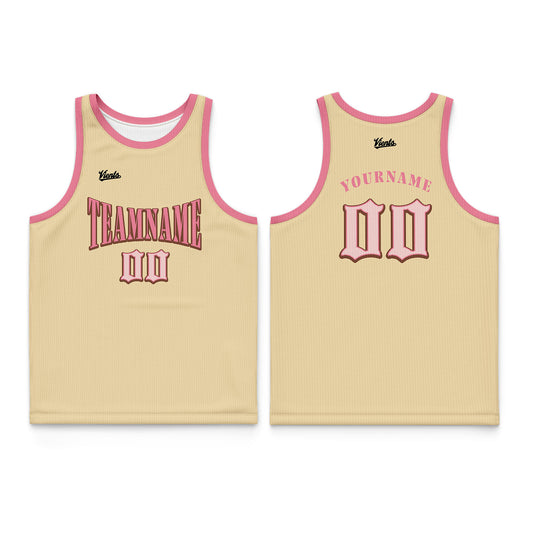 Custom Creamy Pink Thin Strap Basketball Jersey - Breathable Mesh Training Uniform for Adults & Youth