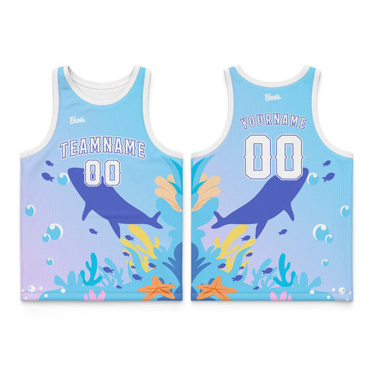 Custom Blue Purple White Thin Strap Basketball Jersey - Breathable Mesh Training Uniform for Adults & Youth