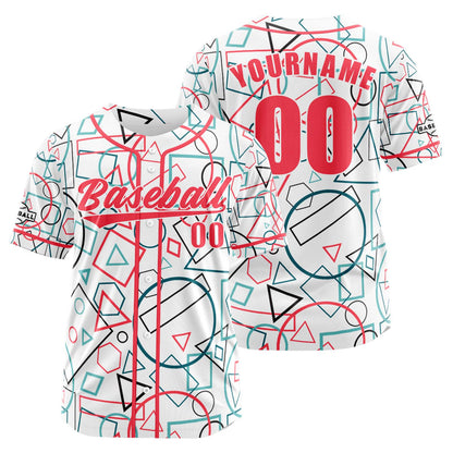 Custom White Pink Button Down Baseball Jersey for Men Women Adult Youth Print Name Number Logo