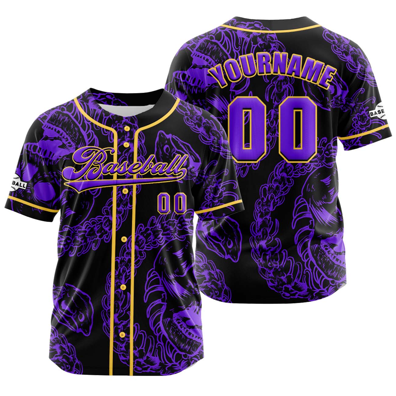 Custom Purple Button Down Baseball Jersey for Men Women Adult Youth Print Name Number Logo