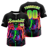 Custom Black Green Button Down Baseball Jersey for Men Women Adult Youth Print Name Number Logo