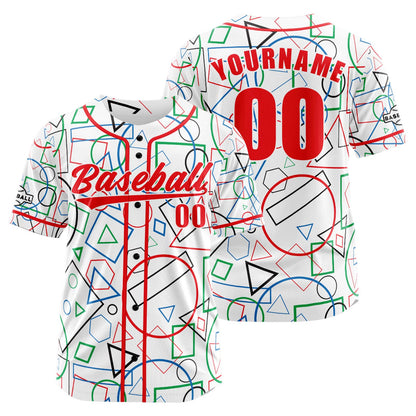 Custom White Red Button Down Baseball Jersey for Men Women Adult Youth Print Name Number Logo