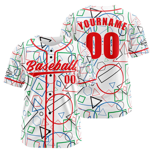 Custom White Red Button Down Baseball Jersey for Men Women Adult Youth Print Name Number Logo