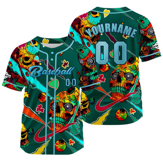 Custom Green Baseball Jersey Print Personalized Name, Number and Logo