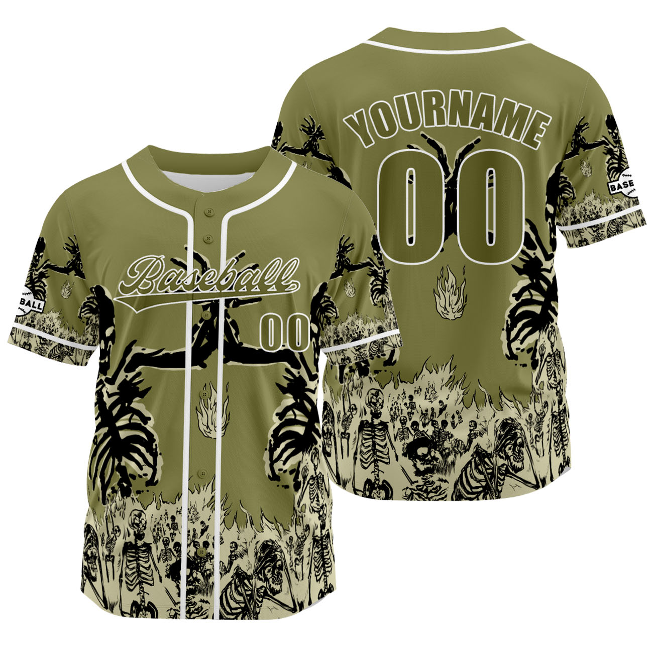 Custom Green Baseball Jersey Print Personalized Name, Number and Logo
