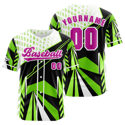 Custom Green Button Down Baseball Jersey for Men Women Adult Youth Print Name Number Logo