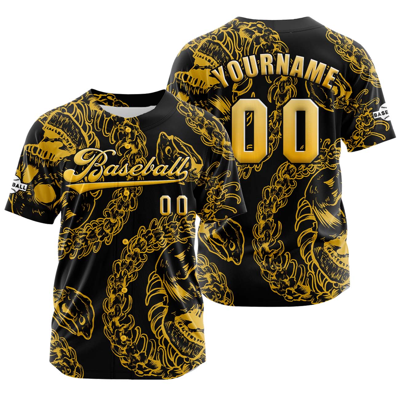 Custom Yellow Button Down Baseball Jersey for Men Women Adult Youth Print Name Number Logo