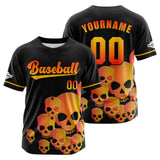 Custom Black Orange Button Down Baseball Jersey for Men Women Adult Youth Print Name Number Logo