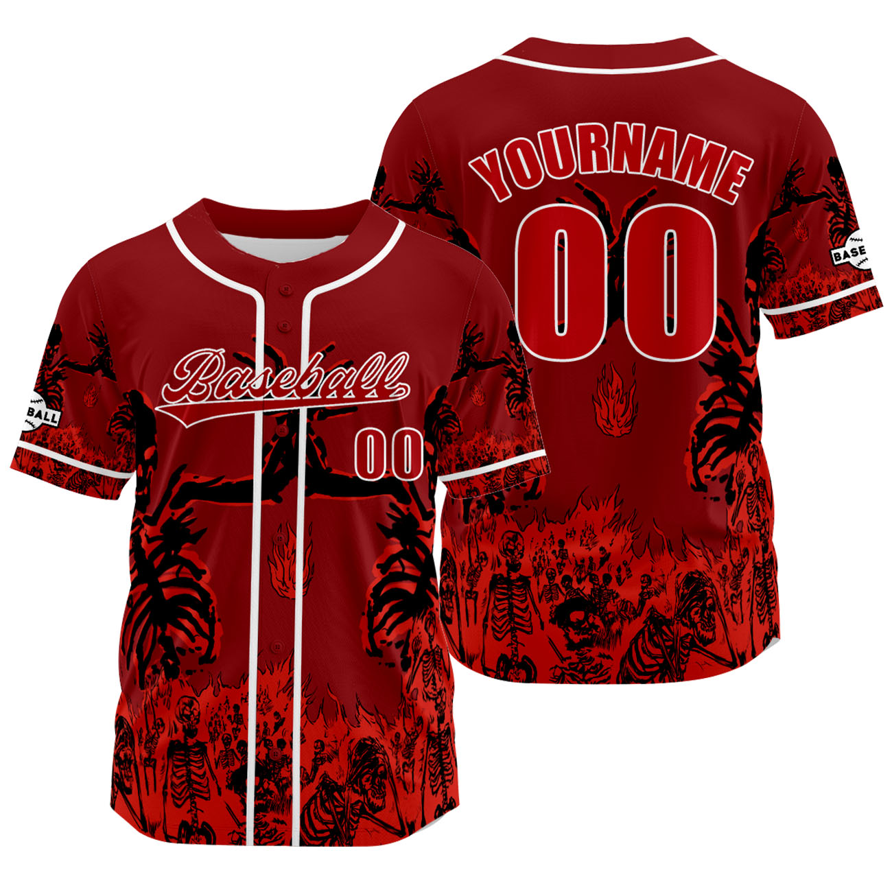 Custom Red Baseball Jersey Print Personalized Name, Number and Logo
