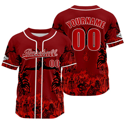 Custom Red Baseball Jersey Print Personalized Name, Number and Logo