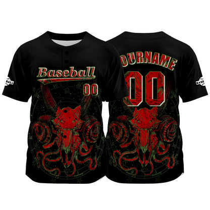 Custom Black Baseball Jersey Print Personalized Name, Number and Logo