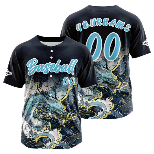 Custom Deep Blue Button Down Baseball Jersey for Men Women Adult Youth Print Name Number Logo