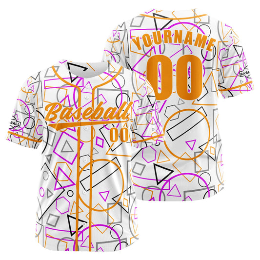 Custom White Orange Button Down Baseball Jersey for Men Women Adult Youth Print Name Number Logo