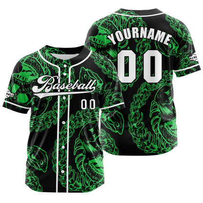 Custom Green Button Down Baseball Jersey for Men Women Adult Youth Print Name Number Logo