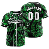 Custom Green Button Down Baseball Jersey for Men Women Adult Youth Print Name Number Logo
